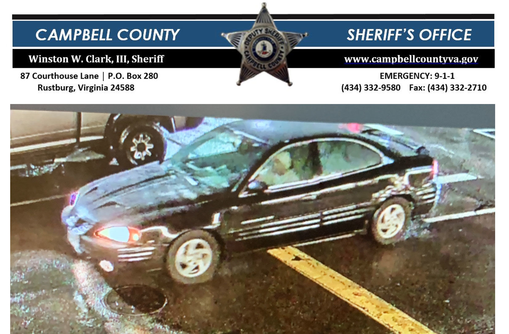 Campbell County Sheriff’s Office seeking ID of vehicle and owner